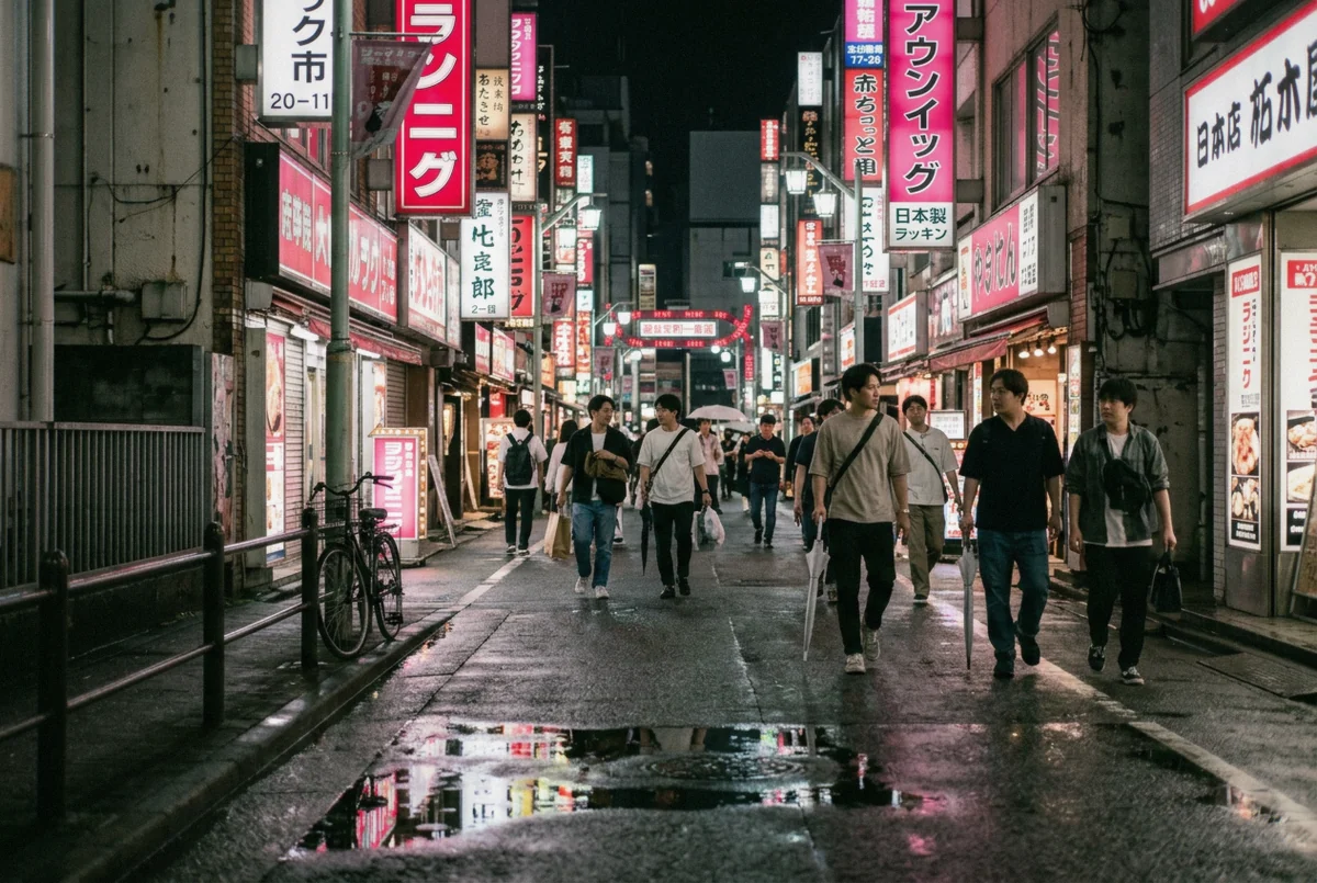 Neon signage along the main Kabukicho street in Shinjuku during a night Tokyo photoshoot